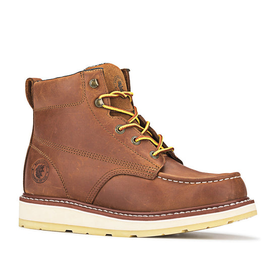 ROCKROOSTER Edgewood Men's 6 inch Brown soft toe wedge work boots