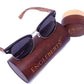 Real Walnut Wood Club Style Sunglasses With Bamboo Case, Polarized